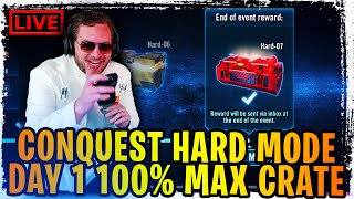 100% CONQUEST HARD MODE MAX CRATE RUN LIVE - CHALLENGE RANCOR RAID - SWGOH