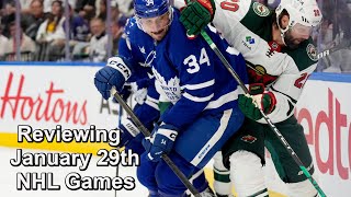 Reviewing January 29th NHL Games