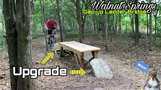 UPGRADING the backyard Mountain Bike Gap Up Ladder Bridge: New Ramp and Landing, WOW it is awesome