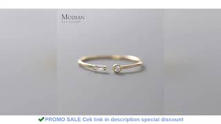 Modian Real 925 Sterling Silver Simple Thin Clear CZ Finger Rings Adjustable 14K Gold Ring For Women