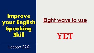 Use of 'YET' | Learn English Through Tamil