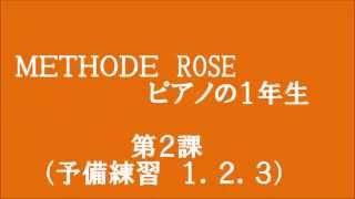 メトードローズ（ピアノの１年生）P. 14「第２課・予備練習１.２.３」