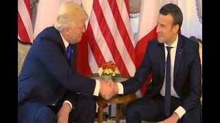 El incómodo apretón de manos entre Trump y Macron