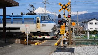 JR 東海道本線【No.102】田中踏切・貨物列車 EF66-101 通過・走行映像・富士山　静岡県富士市