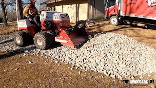 Spreading Rock (on Driveway) with the VENTRAC Bucket at the Homestead!  Plus, Moving Mulch Around!