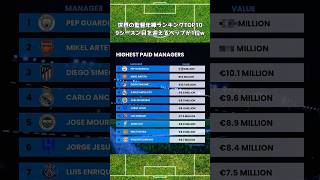 監督の年俸ランキングTOP10 #ペップ #マンチェスターシティ