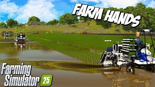 I Tried Hiring Several Rookie Farmers for our First Rice Planting | Farming Simulator 25