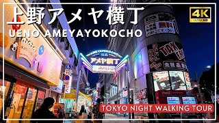 【4K HDR 】Ueno Ameyayokocho｜Tokyo Night Walk Tour ｜夜の上野アメ横エリアを散歩｜Vlog