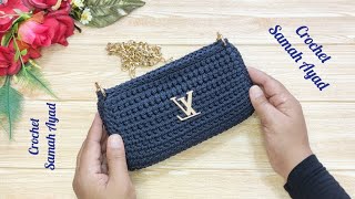 كروشيه شنطه كروس/بورتفيه باليد اليسرى crochet bag/Bolsa de ganchillo/Tığ işi çanta/Bolsa de crochê