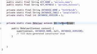 Android Developing Applications Tutorial 113 SQLite class implementing SQLiteOpenHelper