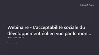 Webinaire - L’acceptabilité sociale du développement éolien vue par le monde municipal