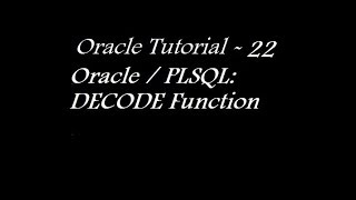 DECODE Function in Oracle Database