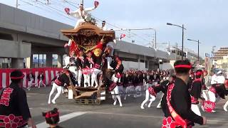 東岸和田だんじり祭り 試験曳き 土生町のやりまわし 2017.10.01