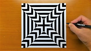 How To Draw Like a 3D Geometric Letter "X" Optical Illusion - Funny 3D Trick Art on paper tutorial