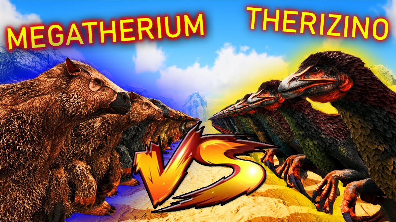 50 MEGATHERIUMS VS 35 THERIZINOSAURS | Ark Battles | Thyrulous - YouTube