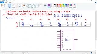 Implement Boolean Function using Mux Use Mux with fewer Input lines than required