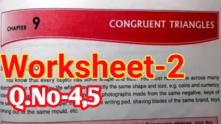 |Congurent Triangle Worksheet-2 Q.No.4,5|DAV Class 7 Maths Ch-9 WS-2 Full Solution|Study with Deep|