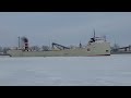 12 28 22 the alpena coming into saginaw river through the ice