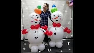 Большой снеговик из воздушных шаров Big snowman from balloons