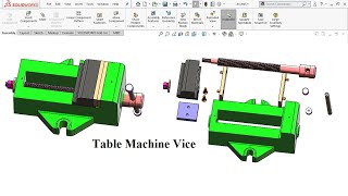 How to make Table Machine Vice Assembly Solidworks, LearnVern Project 06