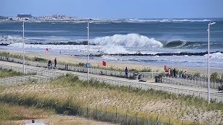 Massive Surf at Rockaway Beach NY 10th October 2019 - Surf Cam Playback