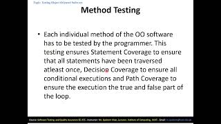 Lecture 9: Testing Object Oriented Software