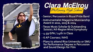 Dennis Baker State Farm Scholar Artist of the Week - Clara McElroy