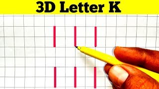 How To Draw 3D Letter K Step By Step || Easy Drawing