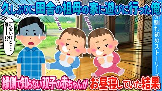 【2ch馴れ初め】久しぶりに田舎の祖母の家に遊びに行った俺→家に入ると見知らぬ双子の赤ちゃんがお昼寝していた結果【ゆっくり】