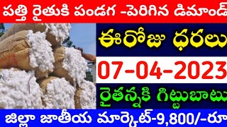 మార్కెట్లో పత్తి ధరలు 07-04-2023 Today cotton rate | cotton rate today || #pattidhralu Increase