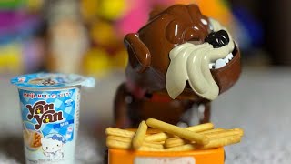 Mad Dog beware don't take his Yan Yan Milk Sticks😀😎scary angry mad dog #funnytoy #asmr #toys