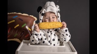 Baby eating sweetcorn for the first time...