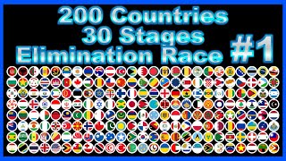 200 Countries 30 Stages Elimination Marble Race #1  in Algodoo | Marble Factory