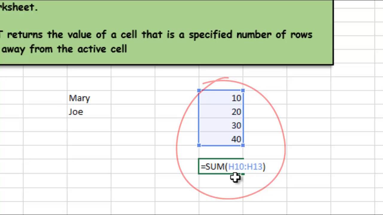 How To Use The Offset Function In Excel - YouTube