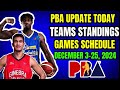 PBA update PBA Standings today as of December 2 |Games Schedule  December 3 - 25, 2024