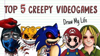 TOP 5 CREEPY VIDEOGAMES: SONIC.EXE BEN DROWNED SUPER MARIO TAILS DOLL MORTAL KOMBAT | Draw My Life