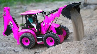 PINK JCB BACKHOE 4CX MINI | JCB TRACTOR EXCAVATOR LOADER | JCB DIGGER vs LONG BRIDGE