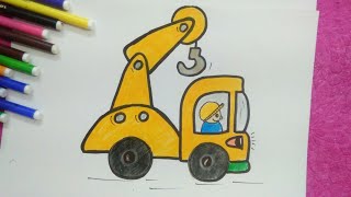 How to Draw Crane  Truck.... Step by step