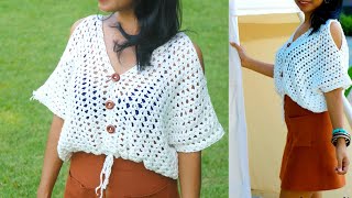 Crochet V neck summer top|Boho chic crop top