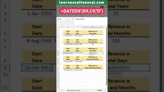 Calculate Difference between Two Dates in Excel: Get Number of Years Months Days with Excel Formula