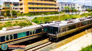 電車と踏切 【ミニチュア風】Miniature-Like Railroadcroosing and Trains