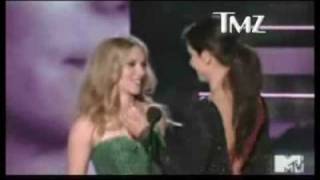 2010 MTV Movie Awards- Sandra Bullock kisses Scarlett Johansson