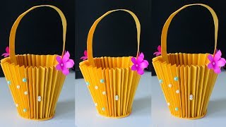 Accordion Paper Basket Making | Paper Bucket in DIY Crafts | New Paper Crafts