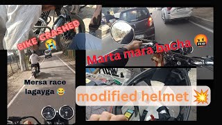 Aaj toh marta marta bacha😣| interceptor 650 modification😑 | helmet modification tighten your helmet👌