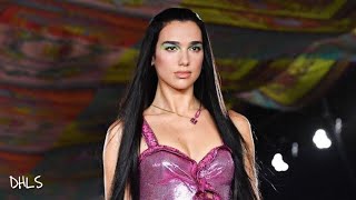 Dua Lipa on the Versace Spring/Summer 2022 catwalk for Fashion Week in Milan, Italy.