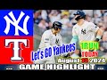 New York Yankees Vs. Texas Rangers. Aug/10/2024 GAME  Highlights | MLB Season 2024