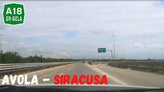 (I) , Autostrada A18 Siracusa-Gela , tratto Avola-Siracusa sud al 21/10/18