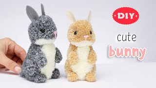 🐰 DIY Cute Bunny Yarn Pom Pom 💕 How To Make Christmas Rabbit 2023 🐰