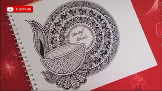 Diwali Mandala Art for Beginners | How to Draw Mandala Step by Step | Diya Mandala | Doodle #mandala