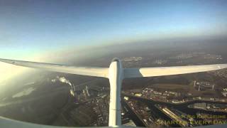 Glider Flight over Karlsruhe Germany Filmed from Tail